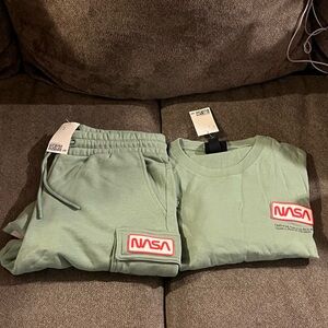 Brand new H&M NASA short set medium large